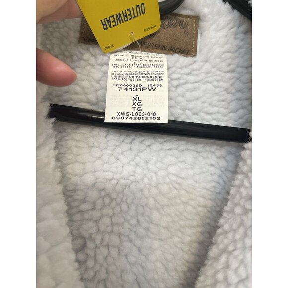 New WRANGLER Cowboy Utility Blue Sherpa Lined Denim Western Vest Men's Size XL - Picture 13 of 15